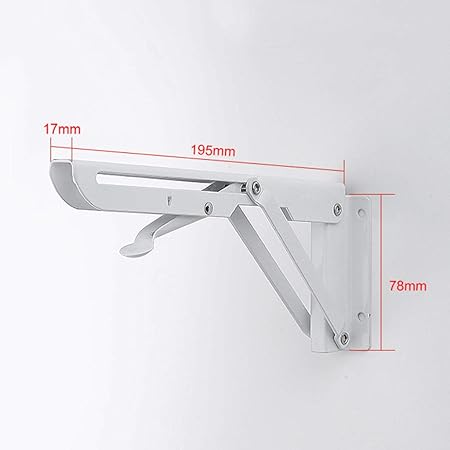 2 Pcs Black Metal Triangle Folding Shelf Bracket Support Wall Bracket, Long Release Arm,Max. Load Approximately 60KG132lb (Black,White)