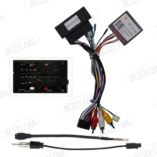16pin Car Stereo Radio Power Retrofit Wiring Harness Cable Adapter XP CANBUS Decoder fits for Jeep Grand Cherokee Compass Renegade Wrangler Rubicon Challenger RAM 1500 2500 3500 Dodge Durango
