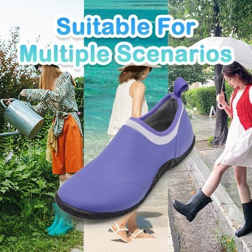 CNSBOR Womens Rain Boots Waterproof Garden Shoes For Women and Anti-Slip Feature Rubber Rain Boots Light Ankle For Outdoor Work Shoes