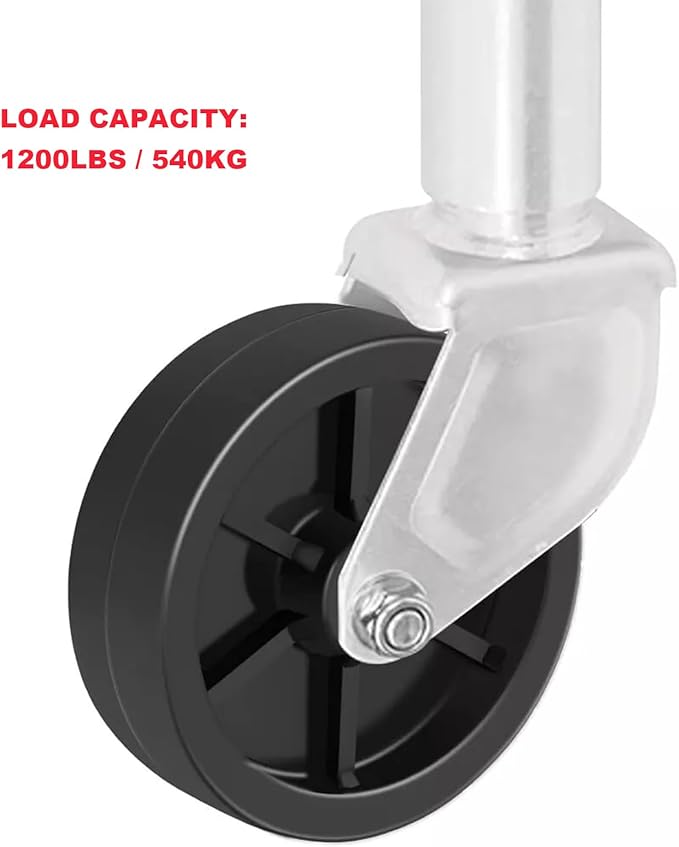 Trailer Jack Wheel, Sangkim 6 Inch Trailer Jack Wheel Replacement Parts Hitch Utility Trailer Tongue Jack Wheel 1200lb Capacity, Black Plastic
