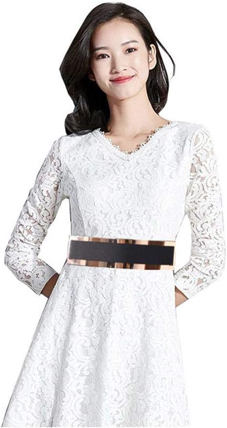 Women Elastic Waist Wide Belts Plus Size 27"-70" Dresses Coat Metal Thin Stretch Skinny Cinch Waistband 2.36" Width