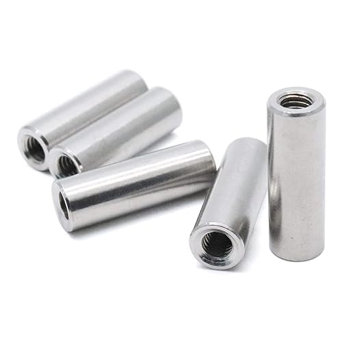 Xiaoyztan 5Pcs M6 Thread Round Coupling Nut Stainless Steel Sleeve Stud Nut Connecting Hardwares 30mm Height