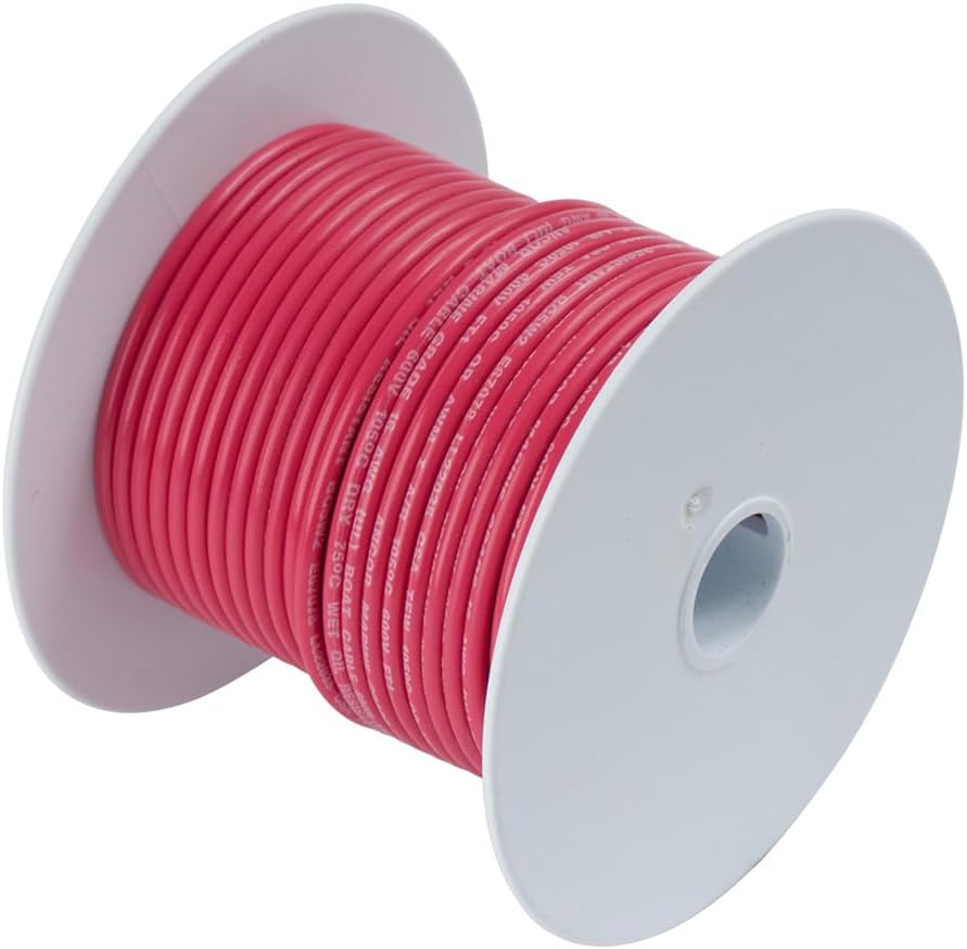 116502 Tinned Copper Battery Cable, 1/0 AWG (50mm2), Red - 25ft
