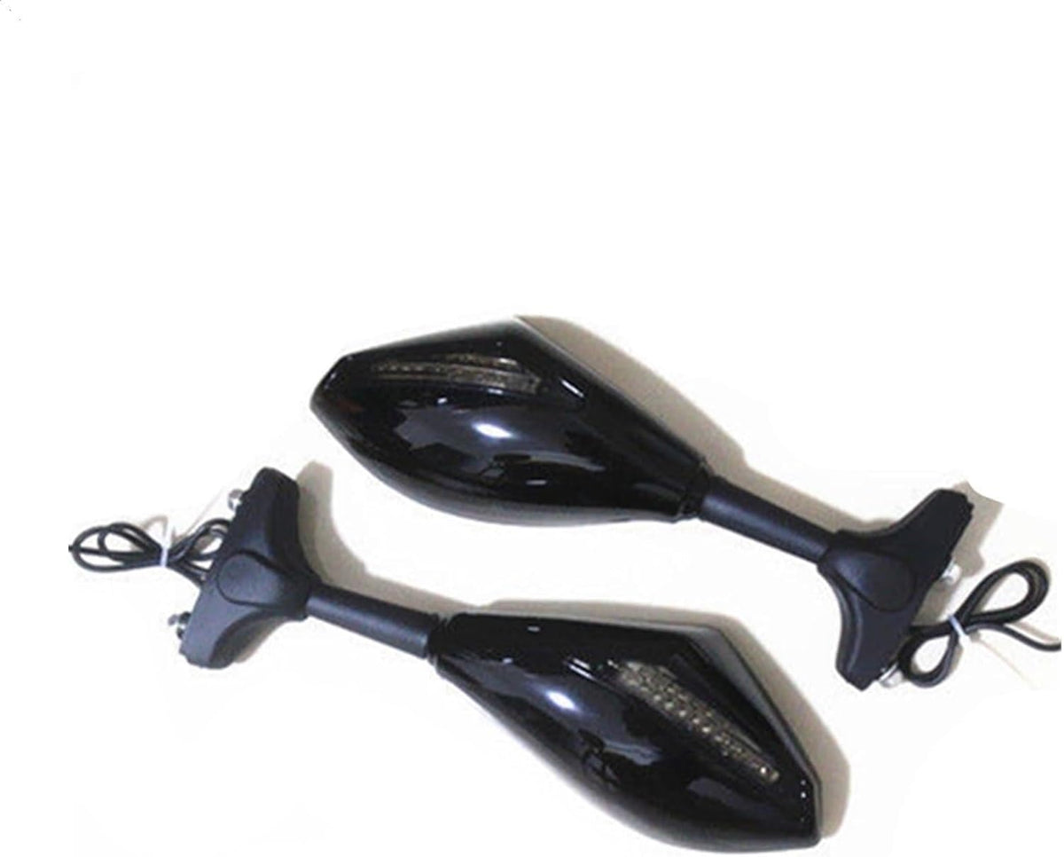 2x Motorcycle Side Mirrors Integrated Turn Signal Light Mirrors Compatible With Suzuki GSX-R 600 750 1000 SV1000S GSF 1200 (1 Pair Smoke)