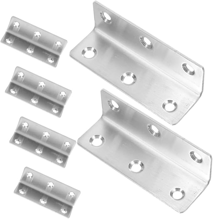 Homoyoyo 6pcs Stainless Steel Corner Brackets Furniture Corner Joints Brackets for Wood Shelves Braces for Cabinets