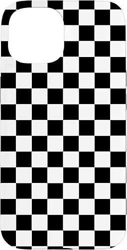 iPhone 15 Black and White Checkered Checkerboard Pattern Case