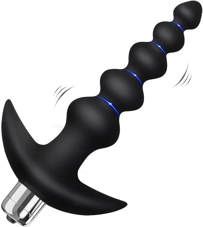 Vibrating Anal Beads Butt Plug - YOSPOSS Flexible Silicone 16 Vibration Modes Graduated Design Anal Sex Toy Waterproof Bullet Vibrator for Men, Women and Couples 100+ bought