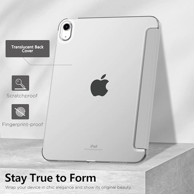 MoKo Case for 11th generation iPad (A16) 11-inch 2025, case for 10.9-inch iPad 2022, translucent hard polycarbonate back cover with slim stand, compatible with Touch ID,