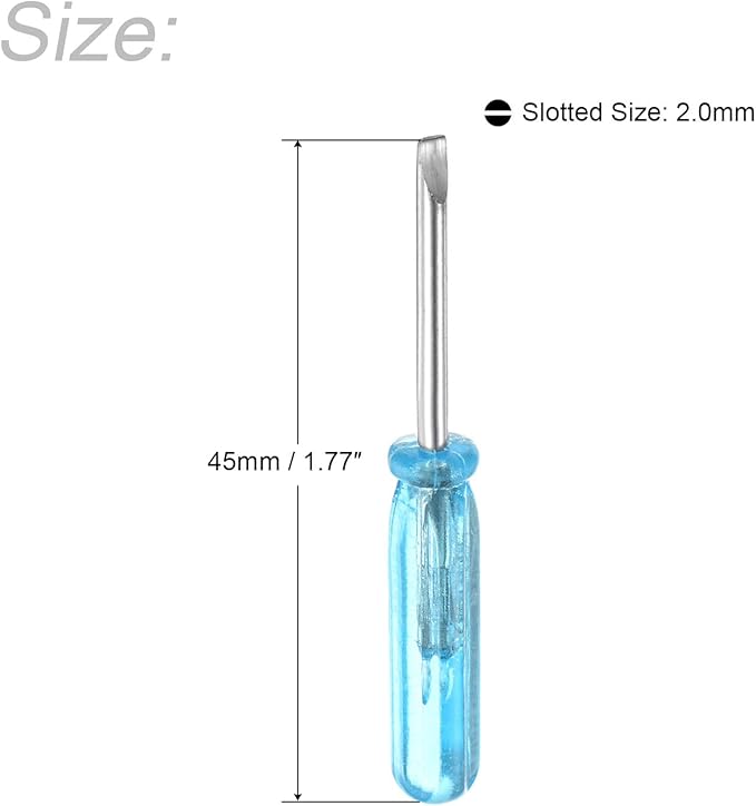 uxcell Mini Slotted Screwdriver, 2.0mm Flat Head 45mm Length for Small Appliances Repair, 2 Pcs