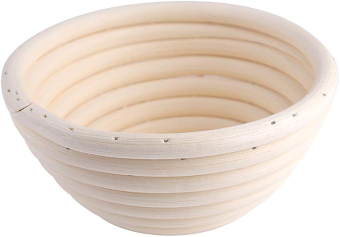 Handmade Rattan Basket, Fermentation Kitchen Baskets Indonesian Vine Baguette Handmade Rattan Basket Bread Baskets Round Basket(11x6cm)