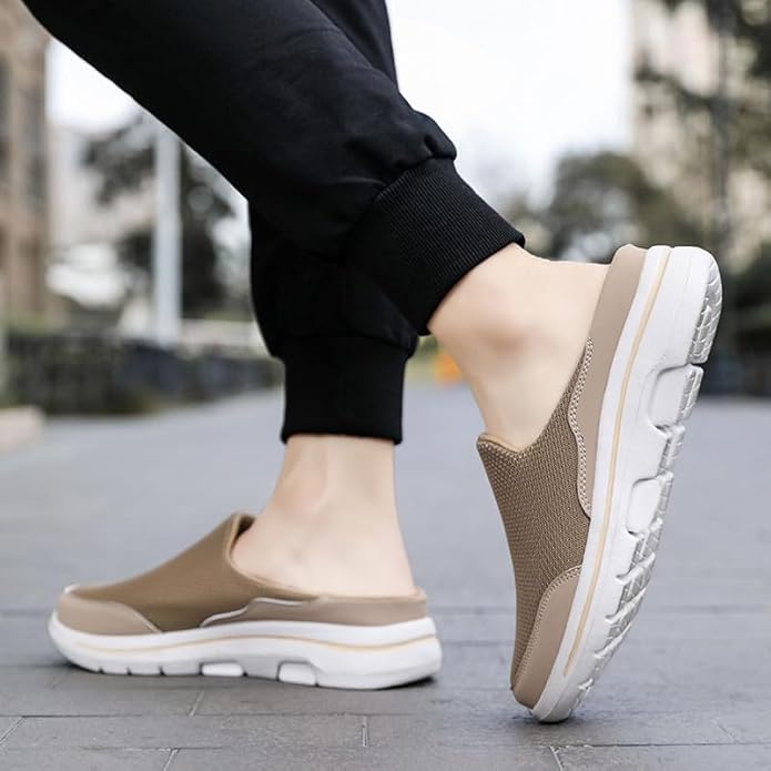 LLTMALL Men's Backless Mesh Walking Mules Shoes Comfort Slip on Garden Clog Slippers.
