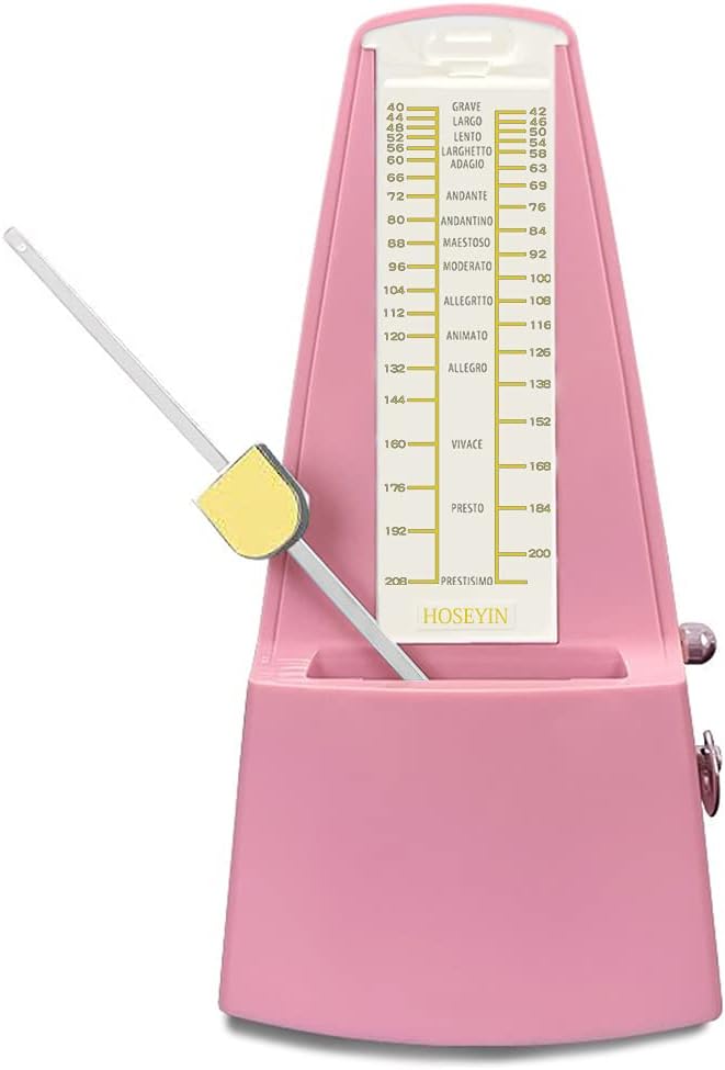 Mechanical Metronome, Universal Metronome for Piano, Guitar, Violin, and Other Instruments (Standard, Pink)