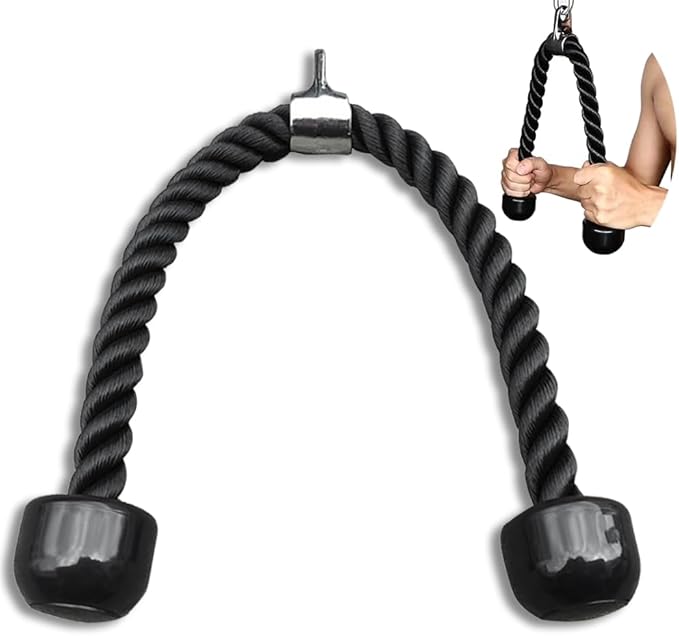 ZJchao Tricep Rope, Pull Down Rope Single Grip Tricep Bicep Exercise Attachment Rope Attachment for Cable Machine with Storage Pouch for Cable Machines Gym Pulley Workout
