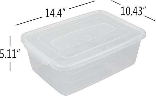 Morcte 4-Pack 14 L Basic Clear Plastic Storage Box with Clear Lid, Clear Storage Bin