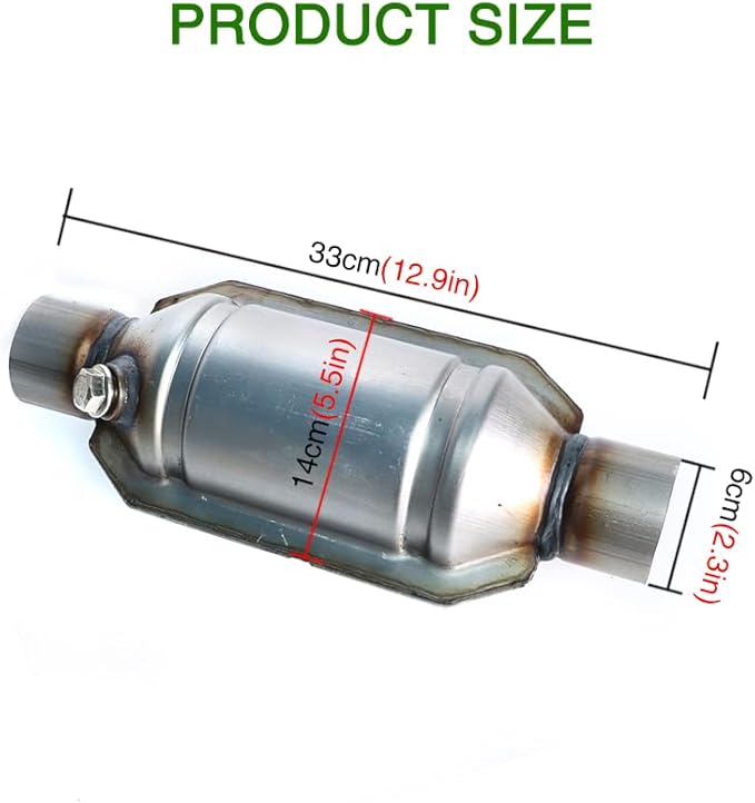 Universal 2.25" InletOutlet Catalytic Converter High Flow T409 Stainless Steel 53005,53004 (EPA Compliant)
