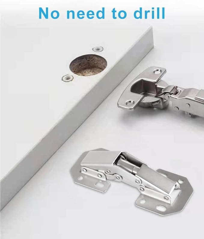 4-Pack Hidden Hinges for Cabinet Doors Frameless, Concealed Cabinet Hinges, Surface Mount Hinges