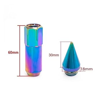 20pcs JDM Racing Car Accessories Wheel Nuts M12x1.5 M12x1.25 Aluminum 60mm Extended Tuner Spike Lug Nuts for Cadillac Lincoln(Green 20pcs,M12x1.5)