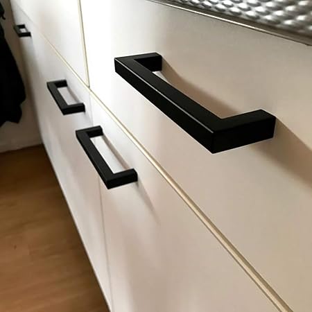 Modern Square Cabinet Handles, 10.5" Matte Black Cabinet Pulls Drawer Pulls Furniture Hardware for Kitchen Cabinets Cupboard Drawer Handles