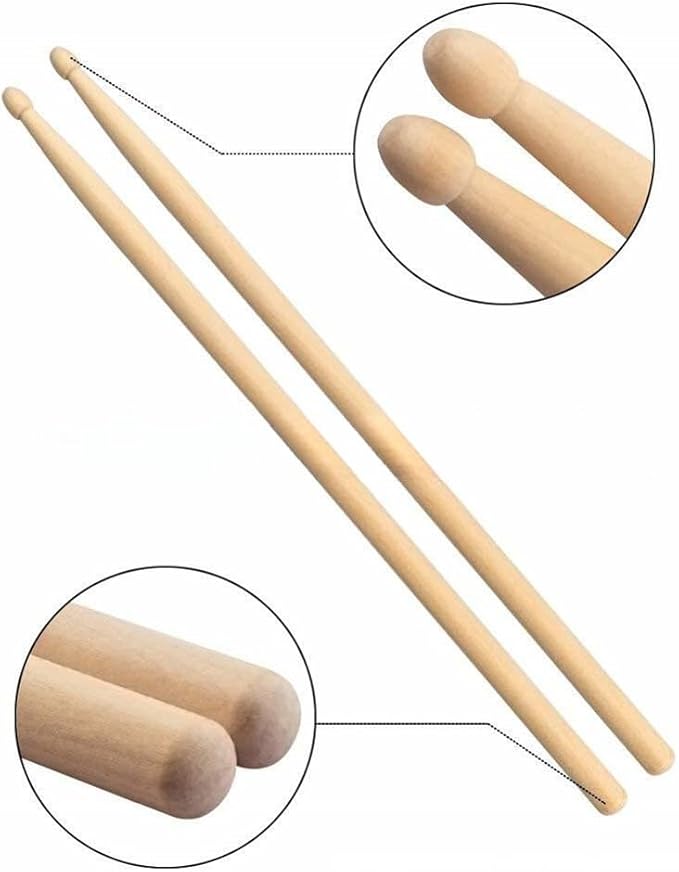 Drum Sticks - Drum Sticks Set - Acorn Wood Tip for Larger Sweet Spot - Hickory Drum Sticks - Consistent Weight and Pitch - 1 Pair