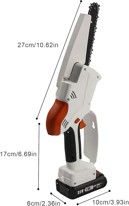Mini Cordless Chainsaw with Dual Batteries, Efficient Heat Dissipation, and Premium Materials - Handheld Electric Saw for Wood Cutting and Tree Trimming, 8-Inch Chain and 10ms Speed