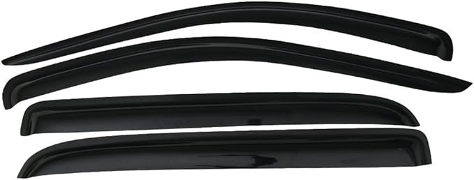 IKON MOTORSPORTS - Window visor compatible with Dodge Ram Mega Cab 2006-2009, slim style, acrylic, unpainted, black, rain cover, wind ventilation air deflector, 2007 and
