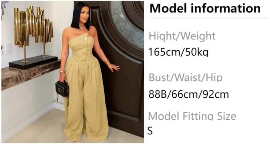 BOKITECAO Womens Cargo Jumpsuit Sexy Strapless One Piece Outfit Off Shoulder Top Ruched Wide Leg Rompers Overalls.
