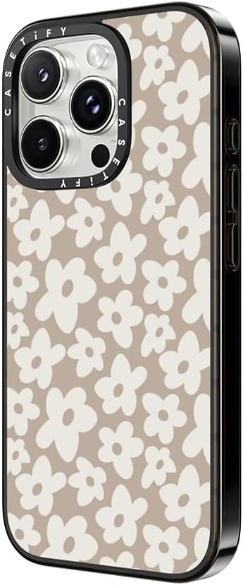 CASETiFY Compact iPhone 16 Pro Case 4 ft. 2X Military Grade Drop ProtectionSlimLightweight - Natural Flower - Clear Black