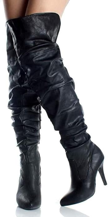 Forever Link Womens Focus-33 Vegan Leather Over The Knee Fashion Boots