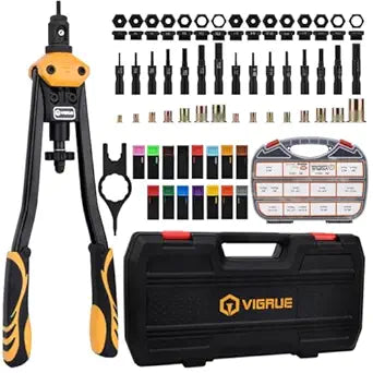 VIGRUE 16'' Rivet Nut Tool Kit Nutserts Rivnut Hand Tool Set with 15PCS Metric & SAE Mandrels