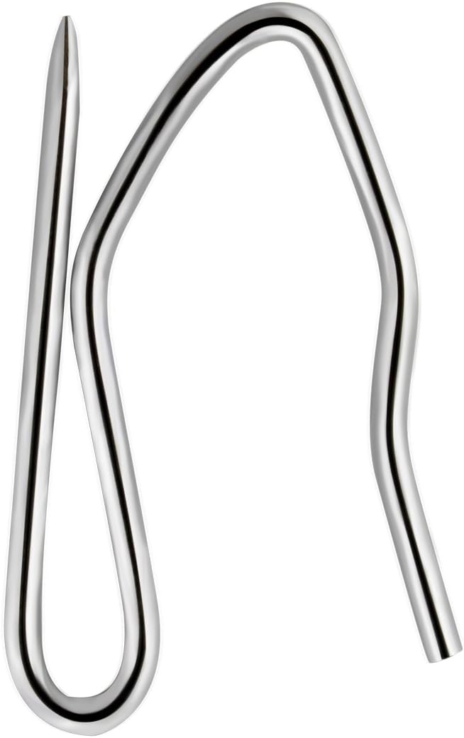 58 Pcs Metal Curtain Hooks, Nydotd Silver Rustproof Stainless Steel Plated Nickel Hooks Heavy-Duty Offset Pin-On Drapery Hooks for Window Curtain, Door Curtain and Shower Curtain(1.2" x 1")