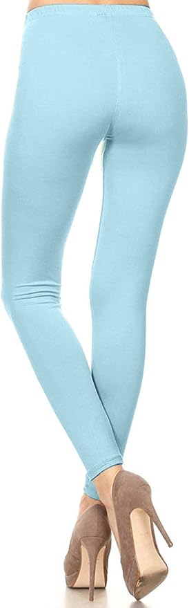 Leggings Depot Women's High Waist Leggings Soft 1” Waistband Solid Pants - Regular, Plus, 1X3X, 3X5X