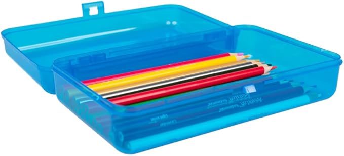 Craft County Transparent Pencil Box Colored Utility Box Storage Office Supplies Organizer Clear