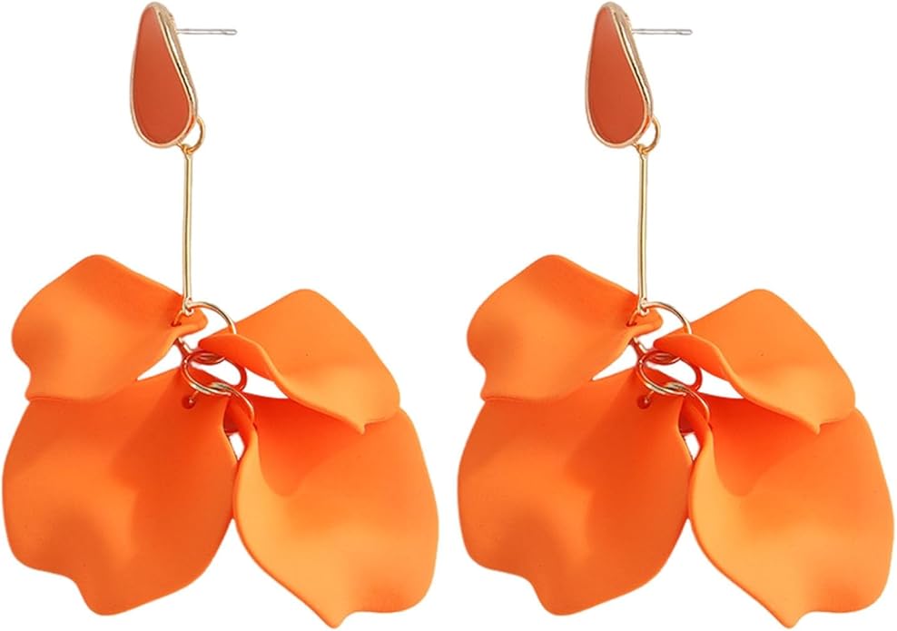 Versatile Bohemian Jewelry Unique Petal Drop Earrings 1 Pair Rose Flower Exaggerated Dangle for Women Piercing Stud