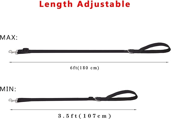 6FT 10FT Adjustable Dog Leash, Nylon Dog Leashes for Medium Large Dogs (6FT, Orange)