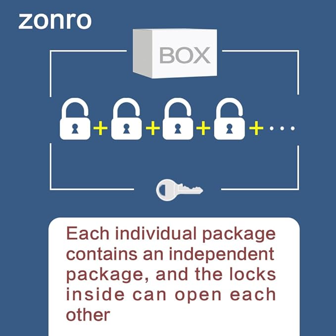 ZonRo Locks Laminated Steel Keyed Padlocks Keyed Alike Locks, Long Shackle Padlocks, for Hasp Latch, Sheds, Fences, Storage Locker, School, Gym,Pack of 6