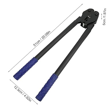 12-19mm PP PET Strap Crimper Banding Crimper Packer Sealer Pliers Long Handle Manual Packing Machine Packaging Pliers Strapping Banding Tool (Blue)