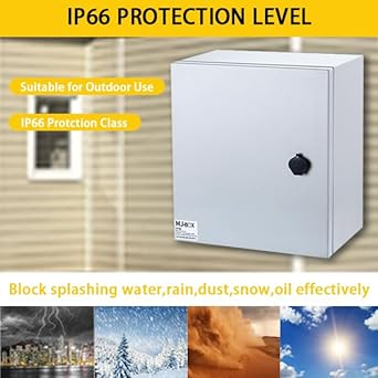 MJBOX Steel Electrical Enclosure Box 12 x 8 x 6'' Carbon Steel Electrical Enclosure Box IP66 Waterproof Dustproof Outdoor Indoor NEMA 4X Carbon Steel Enclosure