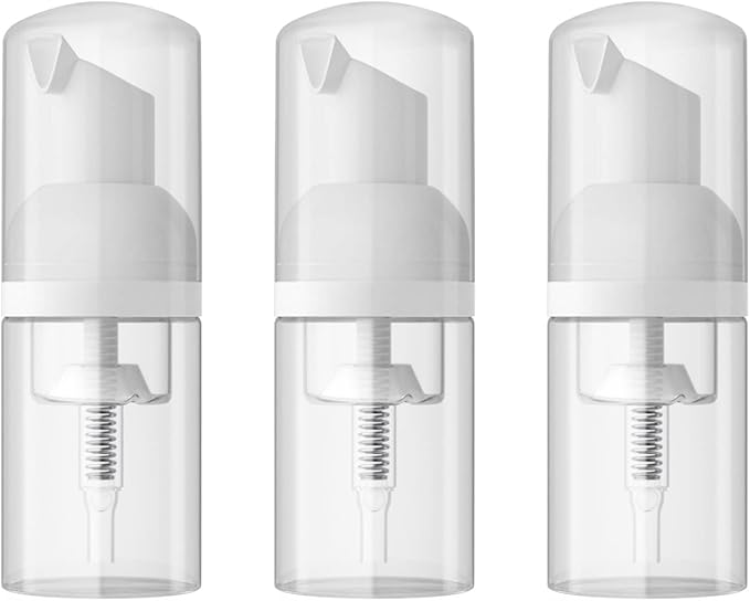 LONGWAY 3PCS Travel Size Foam Pump Bottle,Mini Empty Pump Bottle Dispenser(30ml,1 fl oz) (Clear)