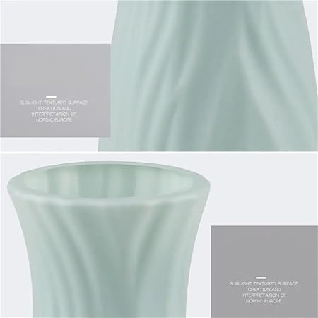 Plastic Flower Vase Imitation Ceramic Solid Color Flower Arrangement Container Living Room Decoration(White 1pc)