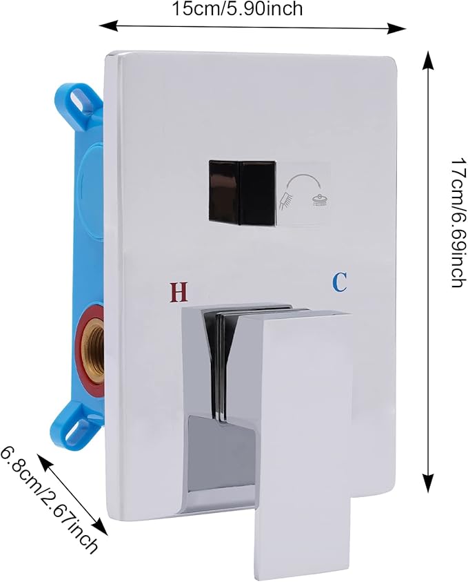 Shower Mixer Valve Shower Faucet Valve Kit Dual Function Water Mixing Valve With Embedded Box