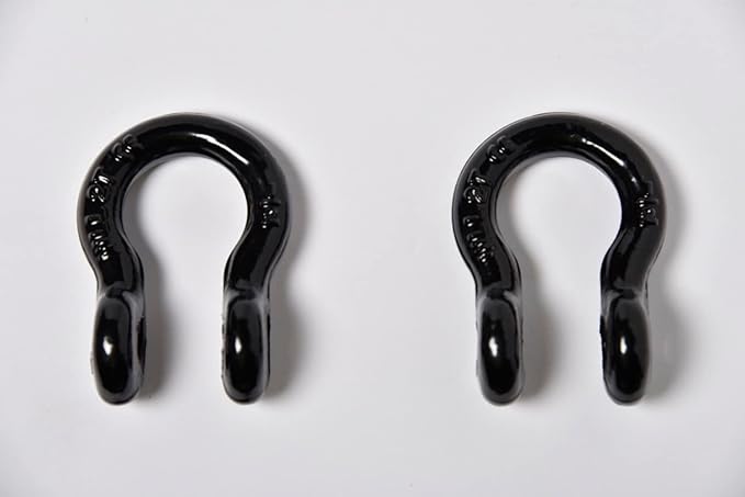 2-Pack 12-Inch Black Bow Shackles, D-Ring, Heavy-Duty, 10 Ton, 22,000 Pounds, Breaking Strength, 2 Ton WLL, 4400 Pounds with 58 Pin Screw