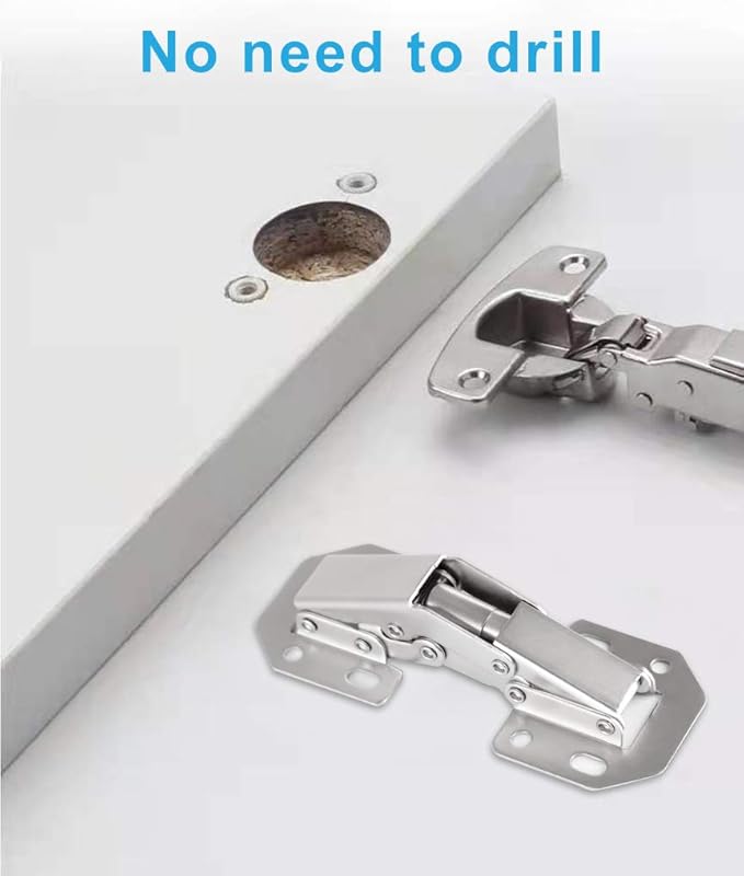 2-Pack Hidden Hinges for Cabinet Doors Frameless, Concealed Cabinet Hinges, Surface Mount Hinges