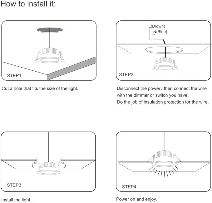 2.5 inch Dimmable LED Recessed Lighting, 5W Retrofit Downlight, 6000K Daylight White, CRI 80 with LED Driver, as AC 110V Ceiling Light Fixture for Living Room, Kitchen, Bedroom, Hallway, 4 Pack