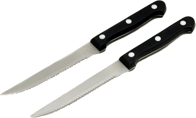 Chef Craft Select Steak Knife Set, 4.5 Inch Blade 8.25 Inches In Length 2 Piece Set, Stainless SteelBlack