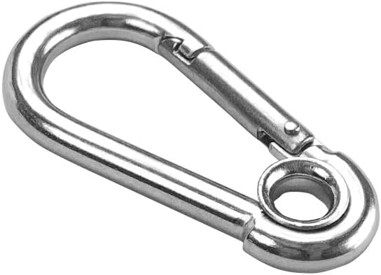 5pcs 14'' Stainless Steel Carabiner Clip Spring Snap Hook Link with Eyelet, 250lb Load, 2-38 Inch Length