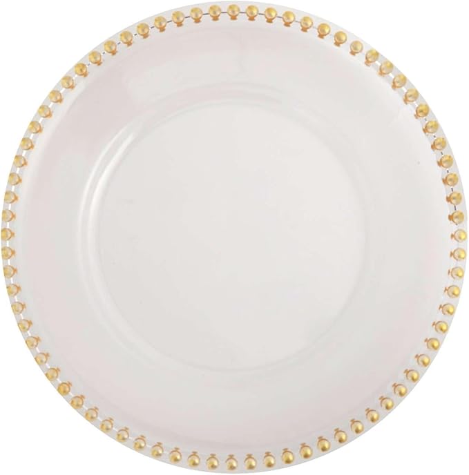 Efavormart 6 Pack 12" Gold Clear Acrylic Round Charger Plates With Beaded Rim Dinner Charger Plates
