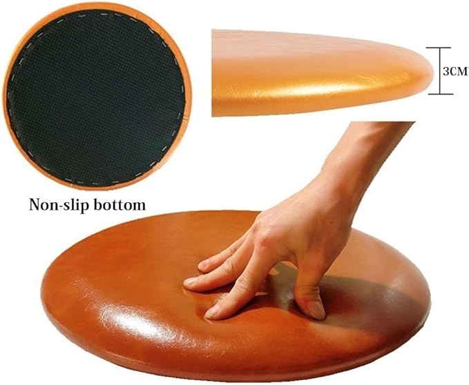 Waterproof Round Chair Cushion, Round Dining Chairs Seat Cushion PU Leather Cushion, Indoor and Outdoor Round Chair Pad Non-slip Soft Pad