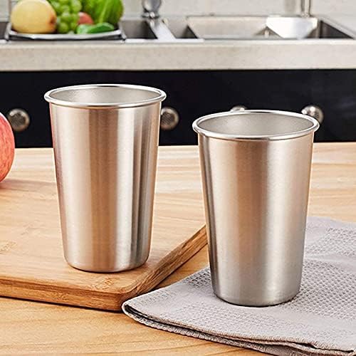 6 Pack 8 oz Stainless Steel Kids Cups, Children's Pint Cups, Stackable Metal Cups, Shatterproof Drinking Glasses