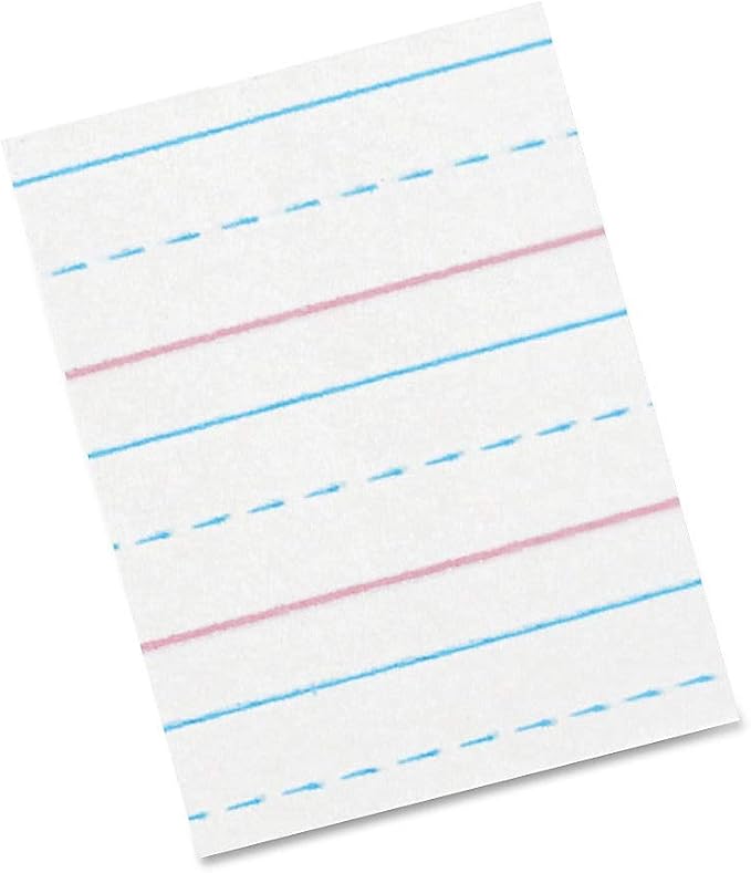 Pacon PACZP2413 Zaner-Bloser Sulphite Handwriting Paper, Dotted Midline, Grade 2, 12" x 14" x 14" Ruled Short, 8" x 10-12", 500 Sheets