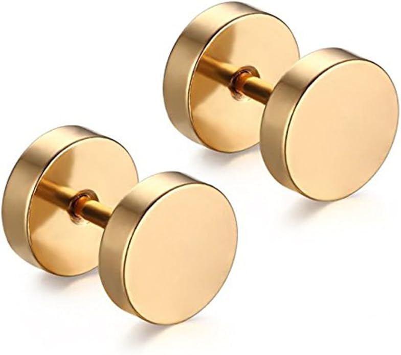 Stainless Steel Mens Womens Stud Earrings Set Ear Piercing Plugs Tunnel Punk Style
